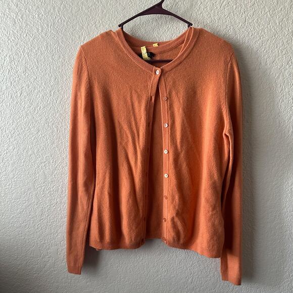 Prive Orange Cashmere Sweater Set Cardigan Tank Size M - Picture 1 of 5